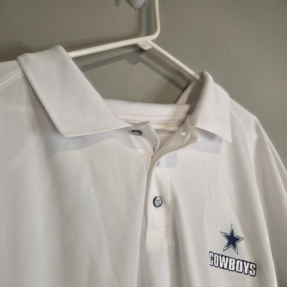 Cowboys‎ Authentic Dallas Cowboys NFL Football Polo Shirt Mens 2XL White Graphic